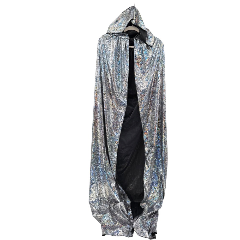 Silver Holographic Scale Hooded Cape XL Full Length Metallic Dragon Costume